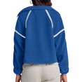 thumbnail image 7 of Ladies Fleece Crop Jacket Full Zip Stand Collar Drawstring Hem Warm Fall Winter Short Coat with Pockets (L, Blue), 7 of 7