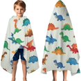 thumbnail image 3 of White Cartoon Dinosaurs Pattern Hooded Bath Towel，60"x35" for Ages 3 To 12 Kids, Quick Dry Lightweight Soft Microfiber Hood Beach Towel Cover Up for Kids, 3 of 7