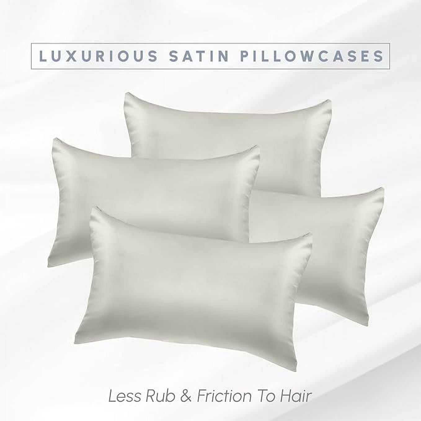 2 Pieces Satin Pillowcase Set with Hidden Zipper closure, Standard/Queen, Light Jade
