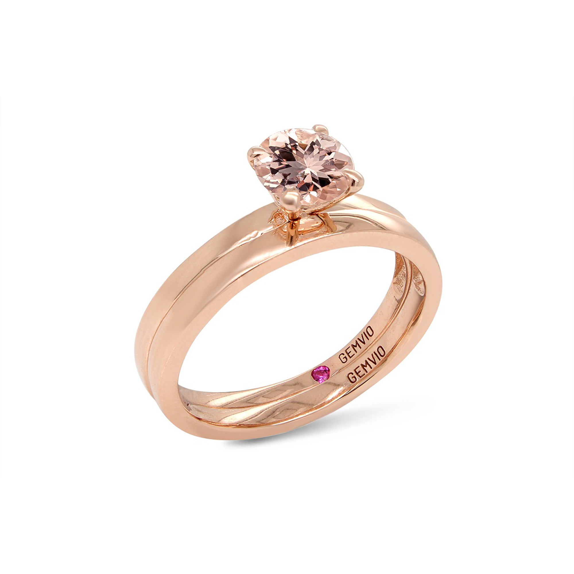 Wishrocks Simulated Birthstone with CZ Mens Wedding Band Ring in 14K Rose Gold Over Sterling Silver