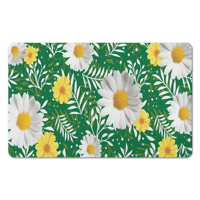 Safety and Style Non Slip 20x32 inch Flower Bath Rug, Machine Washable for Convenience