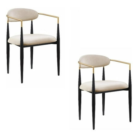 Kenny 21 Inch Dining Chairs Set of 2- Taupe Fabric- Foam Padded- Metal