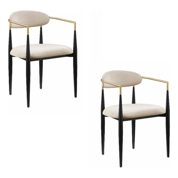 Kenny 21 Inch Dining Chairs Set of 2- Taupe Fabric- Foam Padded- Metal