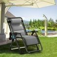 thumbnail image 4 of Zero Gravity Patio Chair, Premium Folding Recliner with Built in Cushion, Headrest and Tray, Sturdy Design for Garden Lawn Camping Relaxation, Gray, 4 of 5