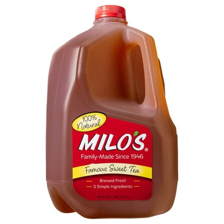Milo's Famous Sweet Tea, Refrigerated Iced Tea, 128 fl oz Gallon, No Preservatives, 100% Natural, Brewed Fresh Daily