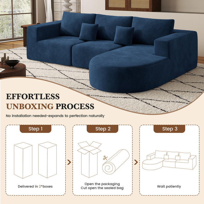 Daluvenix 104” Modular Sectional Sofa Cloud Sectional Couch with Deep Seat Modern Modular L-Shape Sofa Couch with Chaise Upholstered Couches for Living Room Bedroom