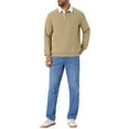 thumbnail image 2 of INSPIRAR CHIC Sudadera de Polo de Manga Larga con Cuello Contrastante para Hombre 2XL Caqui, 2 of 6