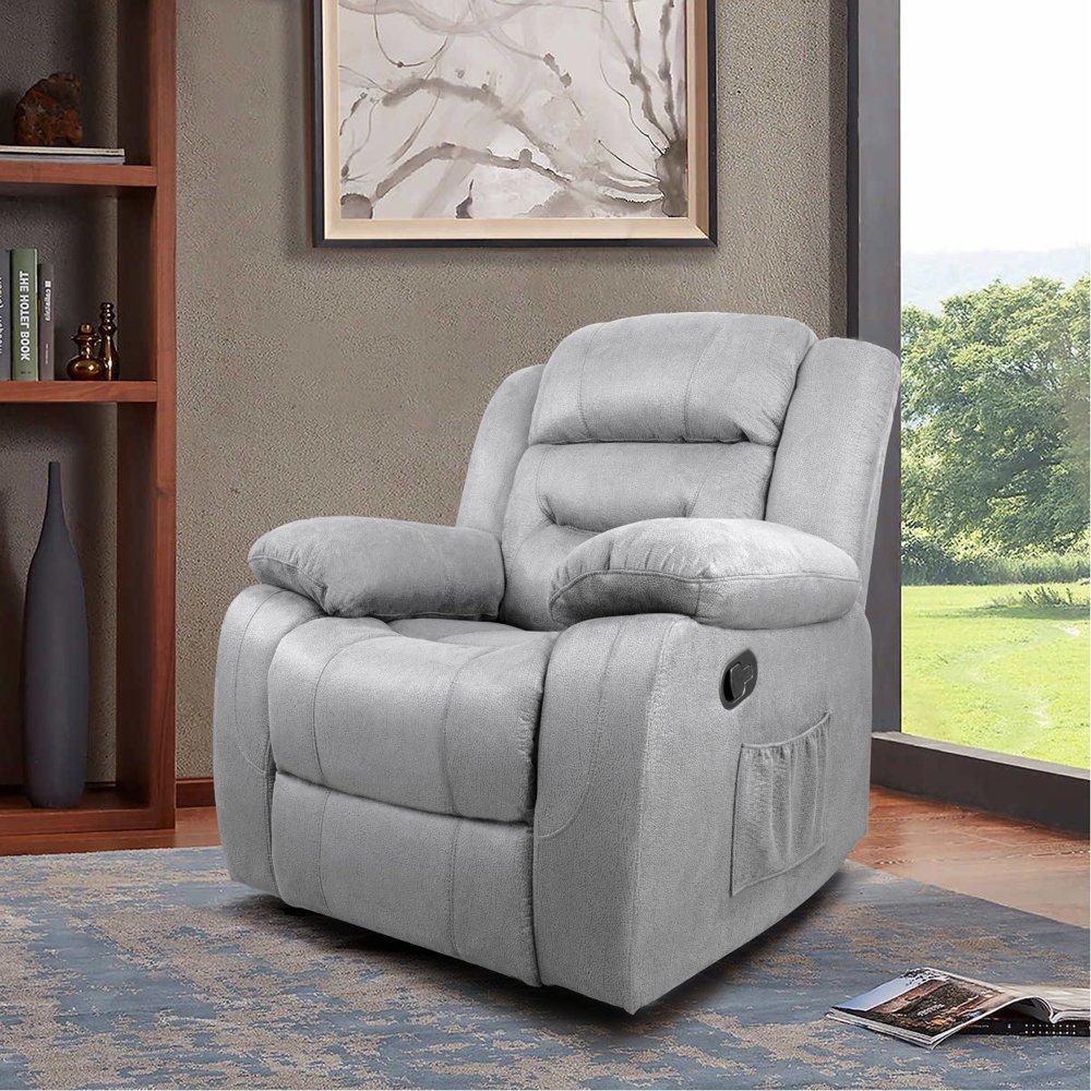 Walnew Manual Wall Hugger Recliner with Massage, Taupe Microfiber