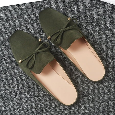 

Cathalem Women s New Suede Flat Shoes In Spring And Summer Bowknot Fashion Sandals Women s Air 1 Crater Casual Shoes Green 7