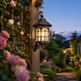 thumbnail image 4 of Solar Wall Sconce Outdoor with Dusk to Dawn and Clear Glass Panels, Antique Bronze Vintage Rustic Metal, for Porch and Patio, Outdoor Lantern, 4 of 5