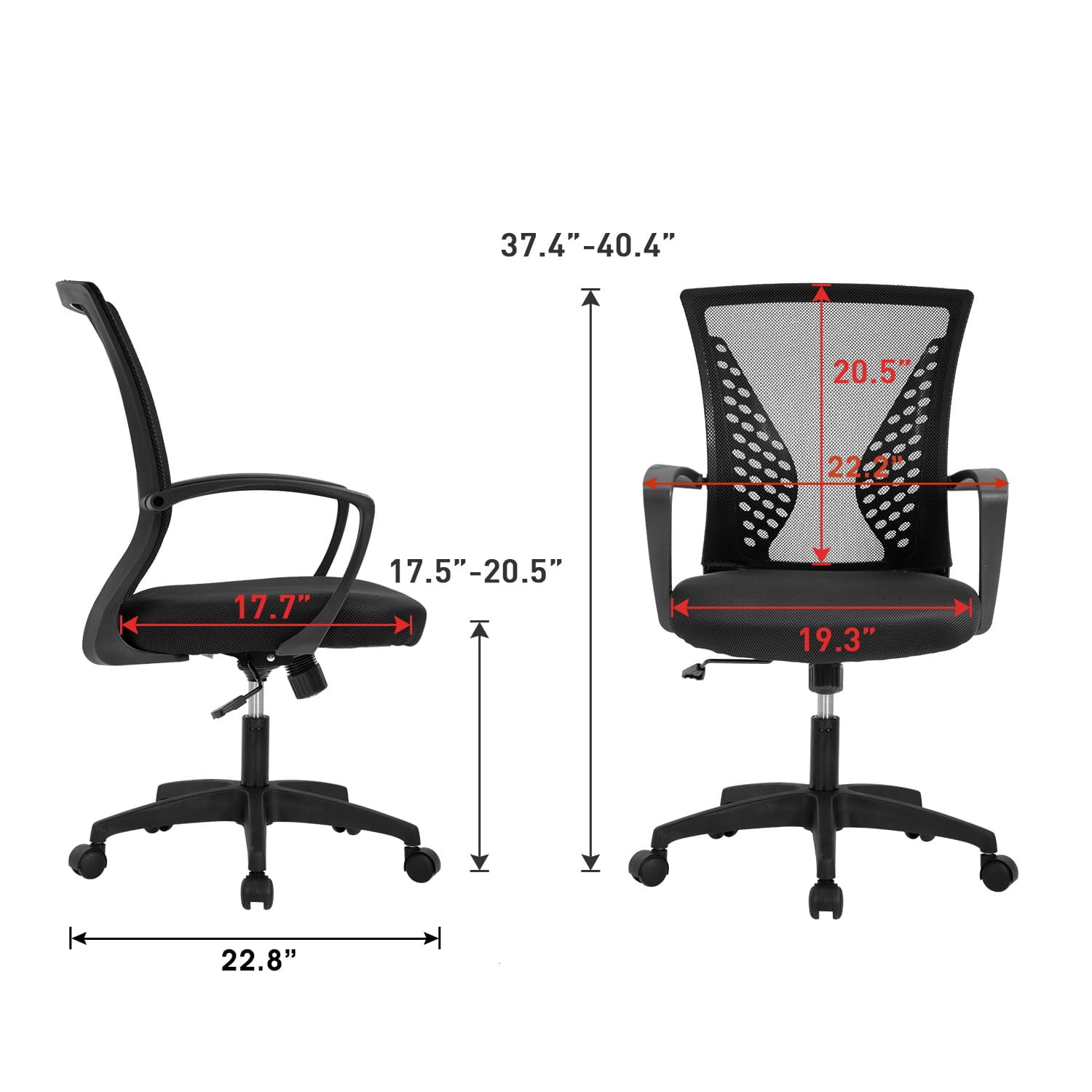 FDW Ergonomic Office Chair, Swivel Rolling, Lumbar Support for Men, Women(Black)
