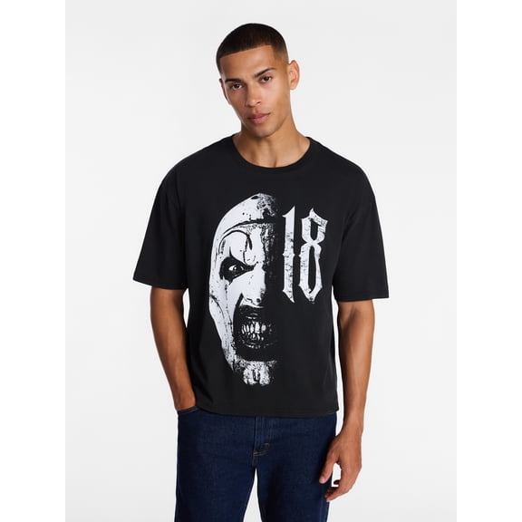 Terrifier Men's and Big Men's Split Face Graphic Tee with Short Sleeves, Sizes XS-5XL