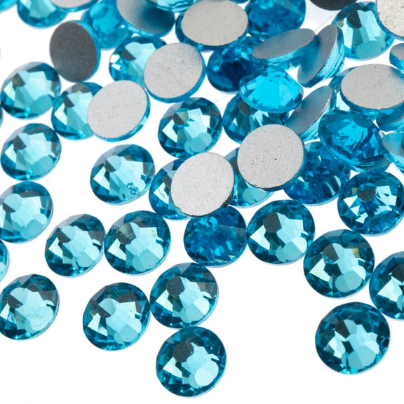 Crystal Lane DIY 288pcs SS30 (6.5mm) Aquamarine | Glass Round Flat Back Rhinestones