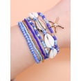 thumbnail image 1 of Nvzi Pulseras de conchas Pulseras de conchas marinas con cuentas en capas Pulseras de conchas apilables coloridas Pulseras de estrellas de mar Accesorios de joyería, Azul, 1 of 4