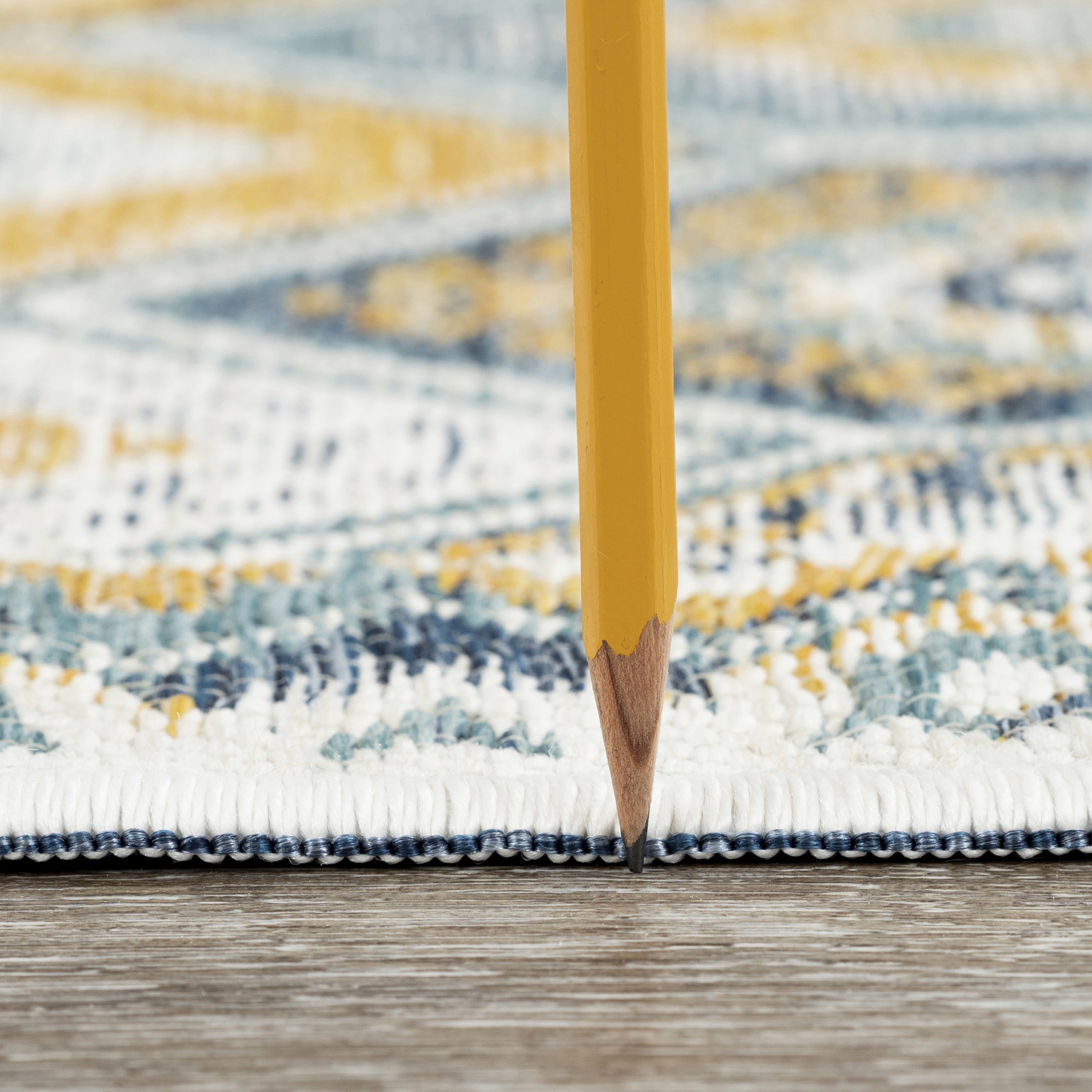 Bliss Rugs Geometric Indoor Outdoor Rug Reversible Runner Rug for Patio, Hallway, Entryway, Deck, Navy ,2' x 8'