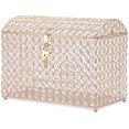thumbnail image 1 of Caja de tarjetas de boda de vidrio con cierre de corazón, caja de dinero estilo cofre del tesoro, regalo dorado para recepciones de boda, decoración de centro de, 1 of 4