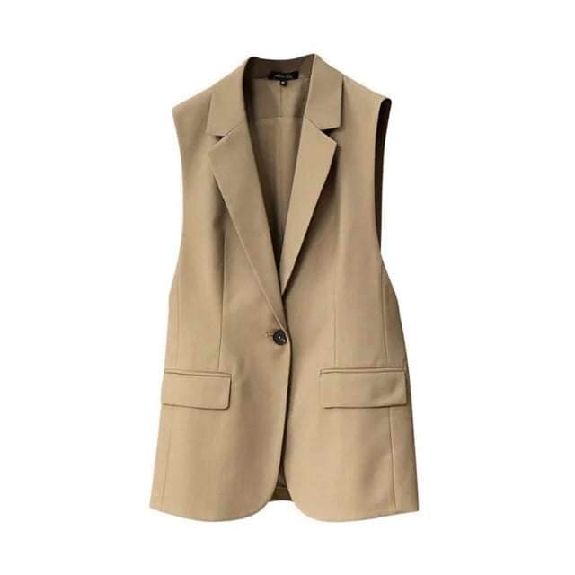 Timegard Womens Vest Tops Sleeveless Lapel Neck Work Office Casual Jackets with Pockets Open Front Tops