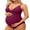Red, variant on Sociala Maternity Swimsuit One Piece Tie Back Bathing Suit Scallop Trim V Neck Pregnancy Swimwear