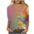 thumbnail image 3 of DDAPJ pyju Mardi Gras 3/4 Sleeve Shirts for Women Carnival Mask Graphic Tees New Orleans Party Tops Holiday Parade T-shirt Multicolor XL, 3 of 5
