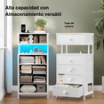 thumbnail image 4 of Mesita de Noche con estación de Carga USB y Enchufe - Buros para recamara - Mesa de Noche con 5 cajones - Mesa Auxiliar con luz led Ajustable., 4 of 7