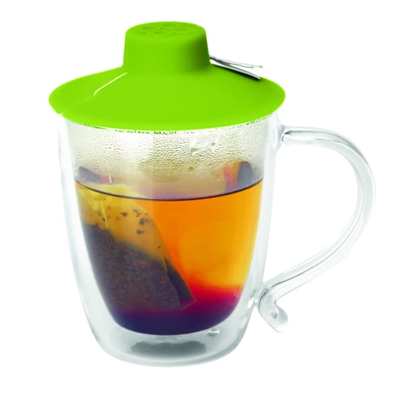 Primula 16 oz. Temperature Safe Glass Double Wall Mug with Tea Bag Buddy