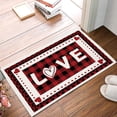 thumbnail image 4 of Door Mat Valentine''s Day Love Heart Red and Black Buffalo Plaid Welcome Mats for Front Door Indoor Outdoor Entry Doormat Non-Slip Kitchen Rug Washable Floor Mat for Bathroom/Porch/Patio 16"X24", 4 of 6