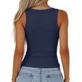 thumbnail image 3 of Stichou Womens Tank Tops 2026 Scoop Neck Ribbed Sleeveless Top Casual Summer Spring Basic Slim Fitted Knit Cami Tee Shirts Navy XL, 3 of 4