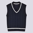 thumbnail image 2 of MASZONE Boys Christmas Sweater Toddler Boy Vest Boys and Toddlers' V-Neck Sweater Vest Girls Knit Cotton School Uniform Vest Kids Sleeveless Pullover Sweater VestNavy 2-3 Years, 2 of 4