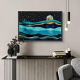 thumbnail image 3 of PixonSign Framed Canvas Print Wall Art Gold Teal Moon Marble Mountain Range Nature Wilderness Illustrations Modern Art Rustic Zen Landscape Colorful - 24"x36" Black, 3 of 5