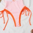 thumbnail image 5 of Deals UTSJKR Women's Sexy One Piece Swimsuits Lace up Criss Cross Bathing Suits Plunge Monokini Side Tie Strappy Swimwear Orange L, 5 of 9