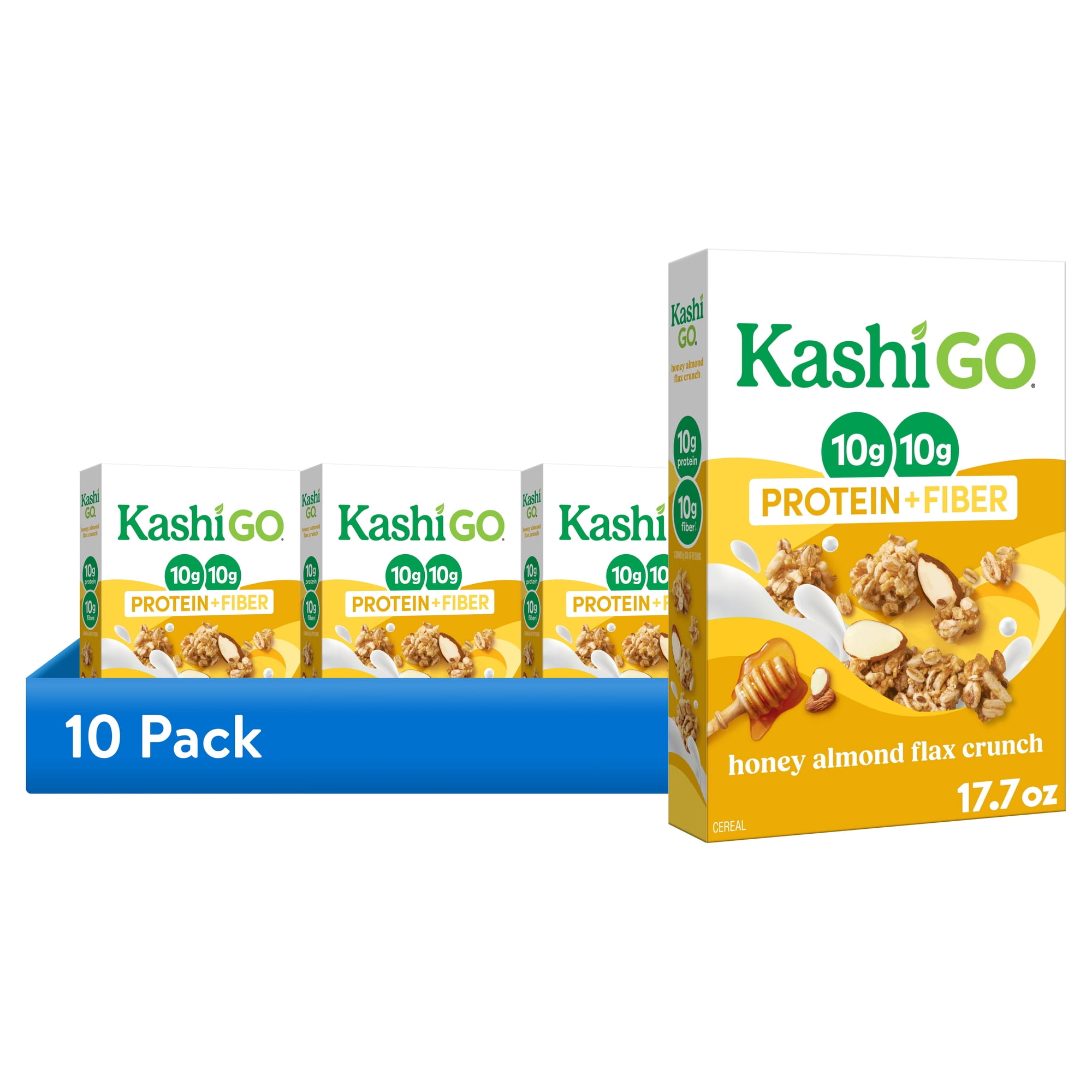 (10 pack) Kashi GO Honey Almond Flax Crunch Protein Cereal, 10g Protein, 17.7 oz