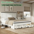 thumbnail image 4 of Merluxy King Size Farmhouse Bed Frame with 52.2" Wood Headboard & Storage Drawers, Rustic White, 4 of 10