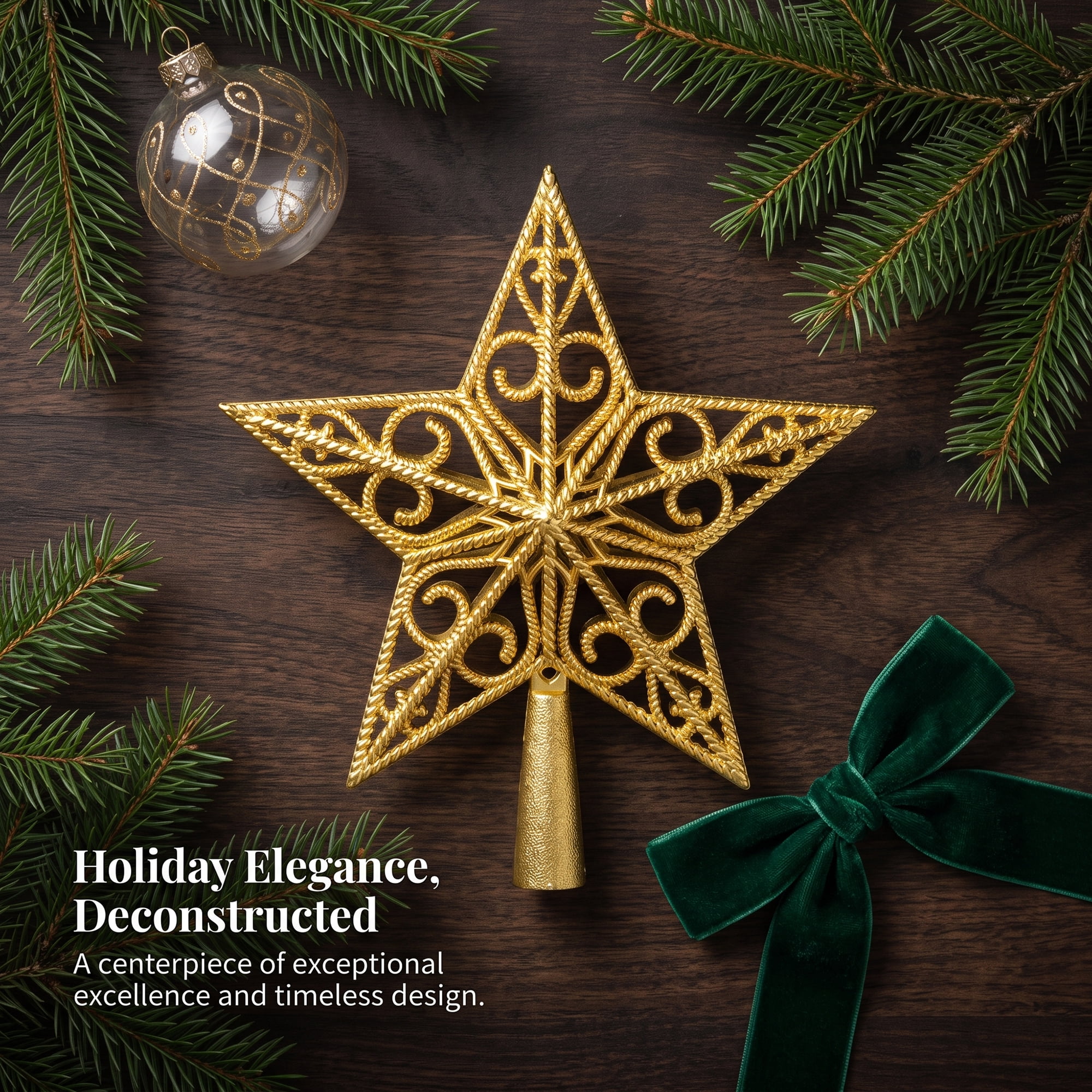 Unique Bargains Openwork Galactic Star Luxury Configurable Concealed Tree Crest Gold 5.9"