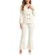 thumbnail image 2 of INSPIRAR CHIC Conjunto de Trabajo de 2 Piezas para Mujeres, Blazer Doble Botonadura y Pantalones Formales XL Beige, 2 of 6