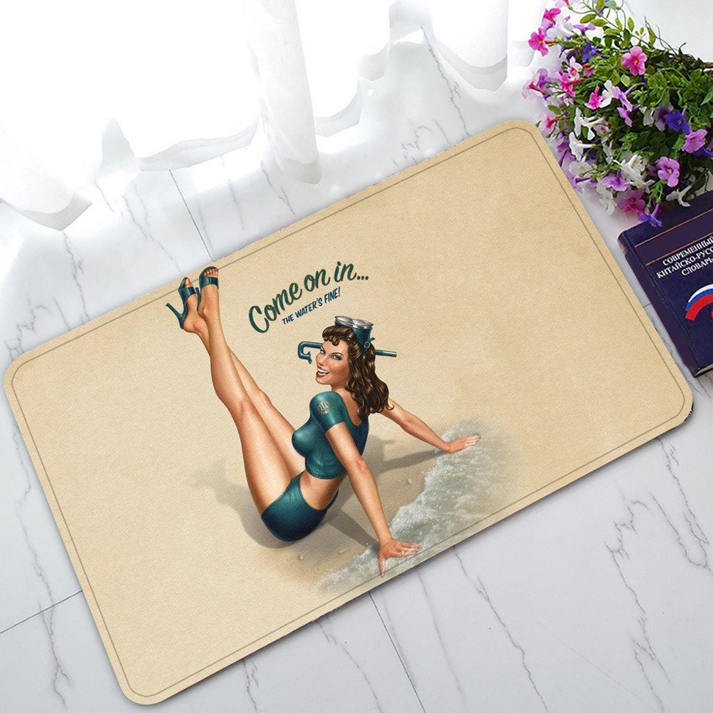 GCKG Pin Up Girl Lady NonSlip Doormat Indoor/Outdoor/Bathroom Doormat 30 x 18 Inches Walmart