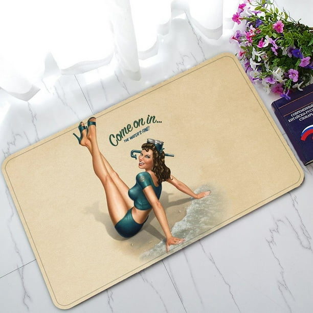 GCKG Pin Up Girl Lady NonSlip Doormat Indoor/Outdoor/Bathroom Doormat