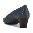 thumbnail image 3 of YDN Women Pointed Toe Checkered Style Pumps Block Low Heels Slip On Casual Comfort Daily Outfit Shoes Size 10 Dark Blue, 3 of 4