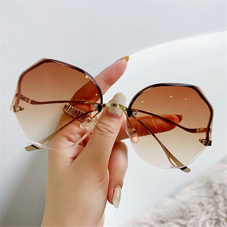 2021 Fashion Metal Curved Temples Frameless Eyewear Vintage  display picture 1
