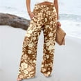 thumbnail image 2 of Fiaer,Womens Oversized Elastic Waist Palazzo Pants,Women's Loose Fit Printed Lounge Trousers,Ladies Casual Trendy Comfy Breathable Going out Daily Slacks with Pockets Khaki M, 2 of 5