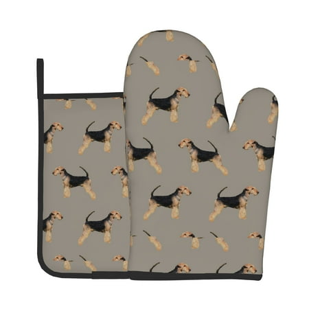 

Oven Gloves Hot Pads For Kitchen Decor Terrier Dog Heat Resistant 2pcs For Cooking Baking Bbq