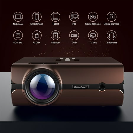 Excelvan BL46 Android 6.0 Multimedia LCD Projector 1G RAM 8G ROM Support Bluetooth 4.0 1080P Wireless Connection With Smartphone Tablet Many Interfaces USB VGA SD HDMI For PC Laptop Game Console (Best Gaming Projector 1080p)
