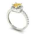 thumbnail image 2 of 0.89 ct Princess Cut Natural Citrine with Simulated Diamond Halo Accents 18K White Gold Womens Engagement Ring, 2 of 5