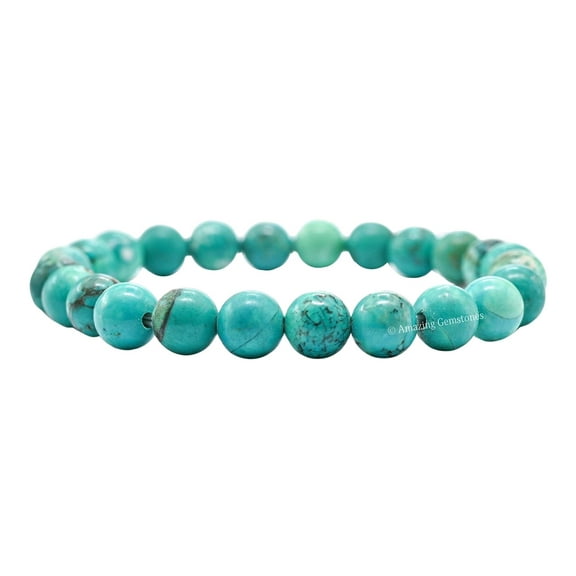 Stabilized Turquoise Bracelet - 8mm Beaded Stretch Bracelet and Healing Stones