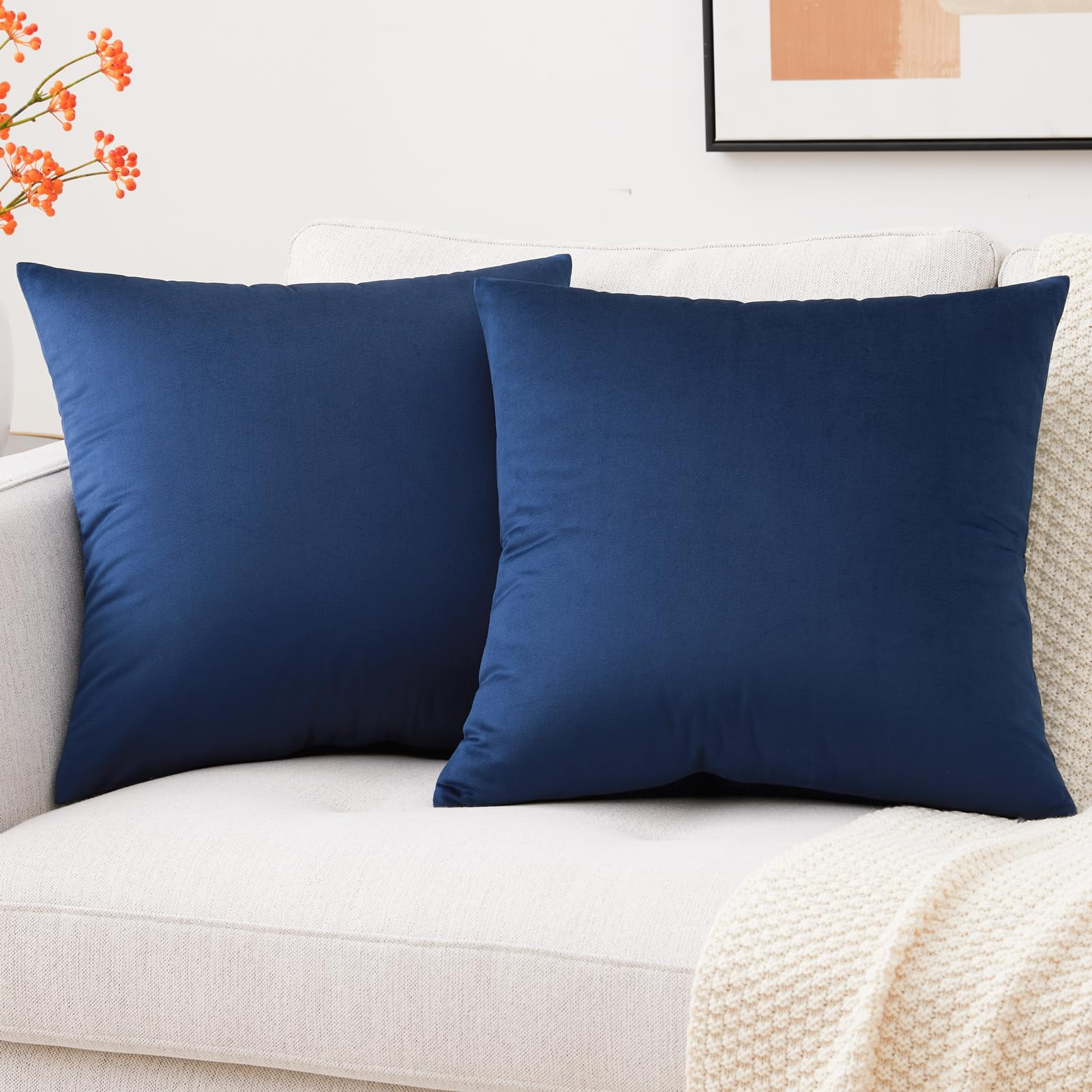クッションカバー Cushion Cover navy line Mixhug Decorative Throw Pillow Covers Velvet Cushion Covers Solid