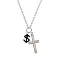 thumbnail image 2 of Delight Jewelry Silvertone Black Dollar Sign Be Strong and Courageous Engraved Cross Zoey Necklace, 28", 2 of 4