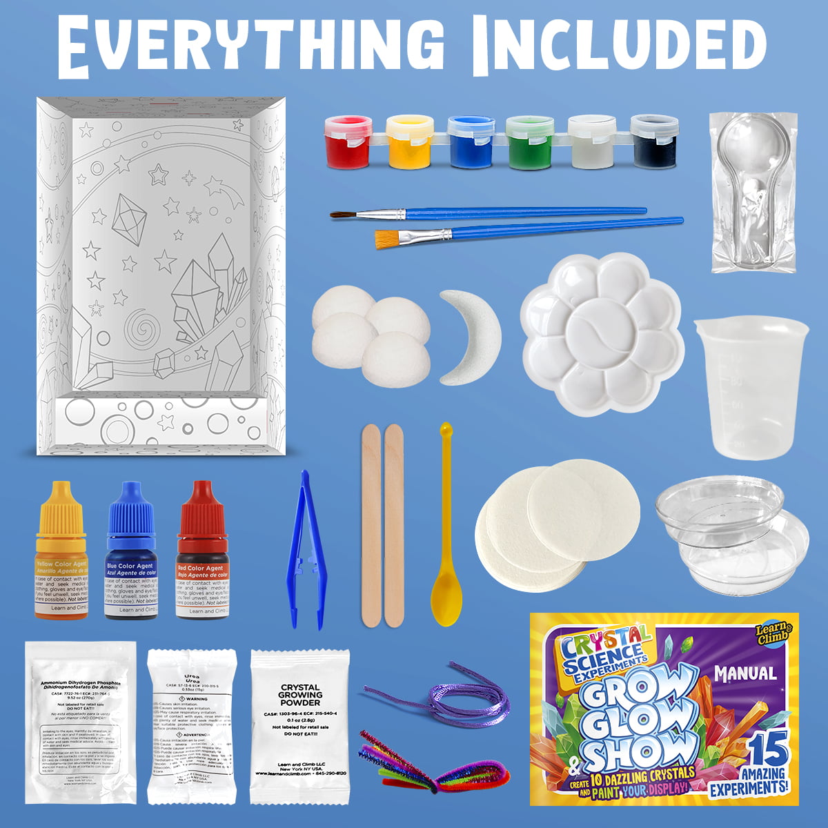 Crystal Growing Kit for Kids - 10 Crystals Science Experiment Kit + 2 Glow  in The Dark Crystals with DIY Paint Display Stand – Great Gift for Girls  and Boys Ages 6-12 