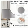 thumbnail image 5 of Velvet Office Swivel Chair, Vanity Chair, Fabric Desk Chair, Pretty Fancy Chair, Gold Office Chair for Girls, 360°Swivel Height Adjustable Reception Chair (Grey), 5 of 6