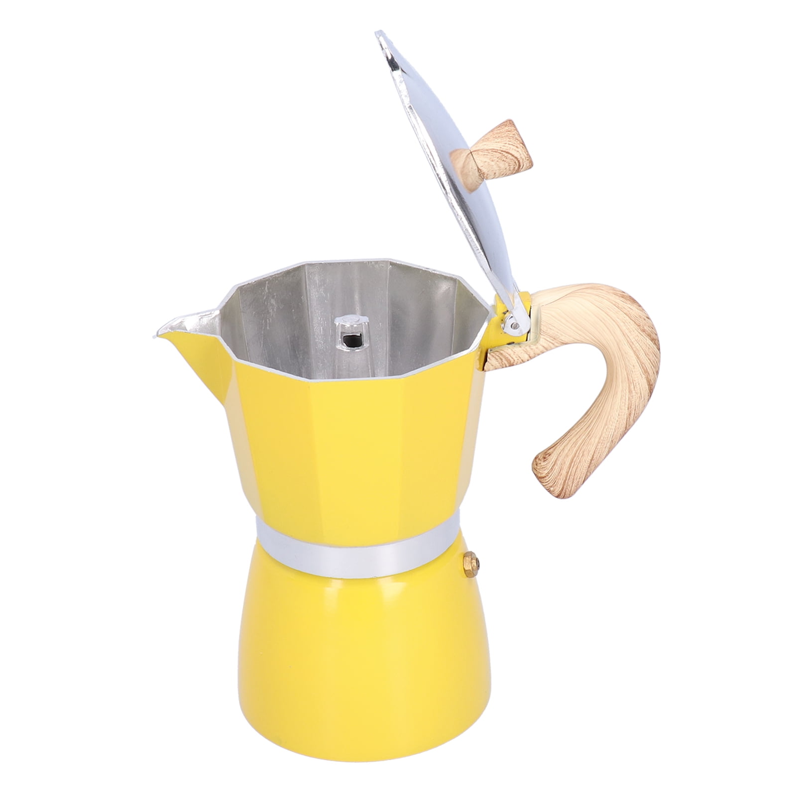 YAHHU 300ML 6-Cup Aluminum Stovetop Espresso Maker, Premium Classic Moka Pot Coffee Kettle for Gas and Camping Stoves, Authentic Italian Style Brewing, Yellow Color (10.14 oz / 300 ml)