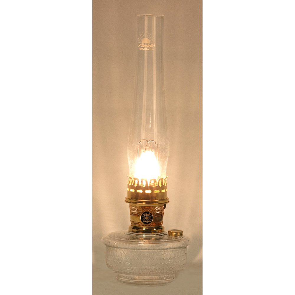 Aladdin Lamps 100007060 19" Clear Glass Mantle Shelf Lamp With Brass