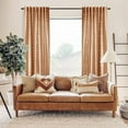 thumbnail image 3 of Terracotta Sheer Linen Boho Patterned Curtains 64 Inches Long for Living Room 2 Panel Sets, 3 of 5